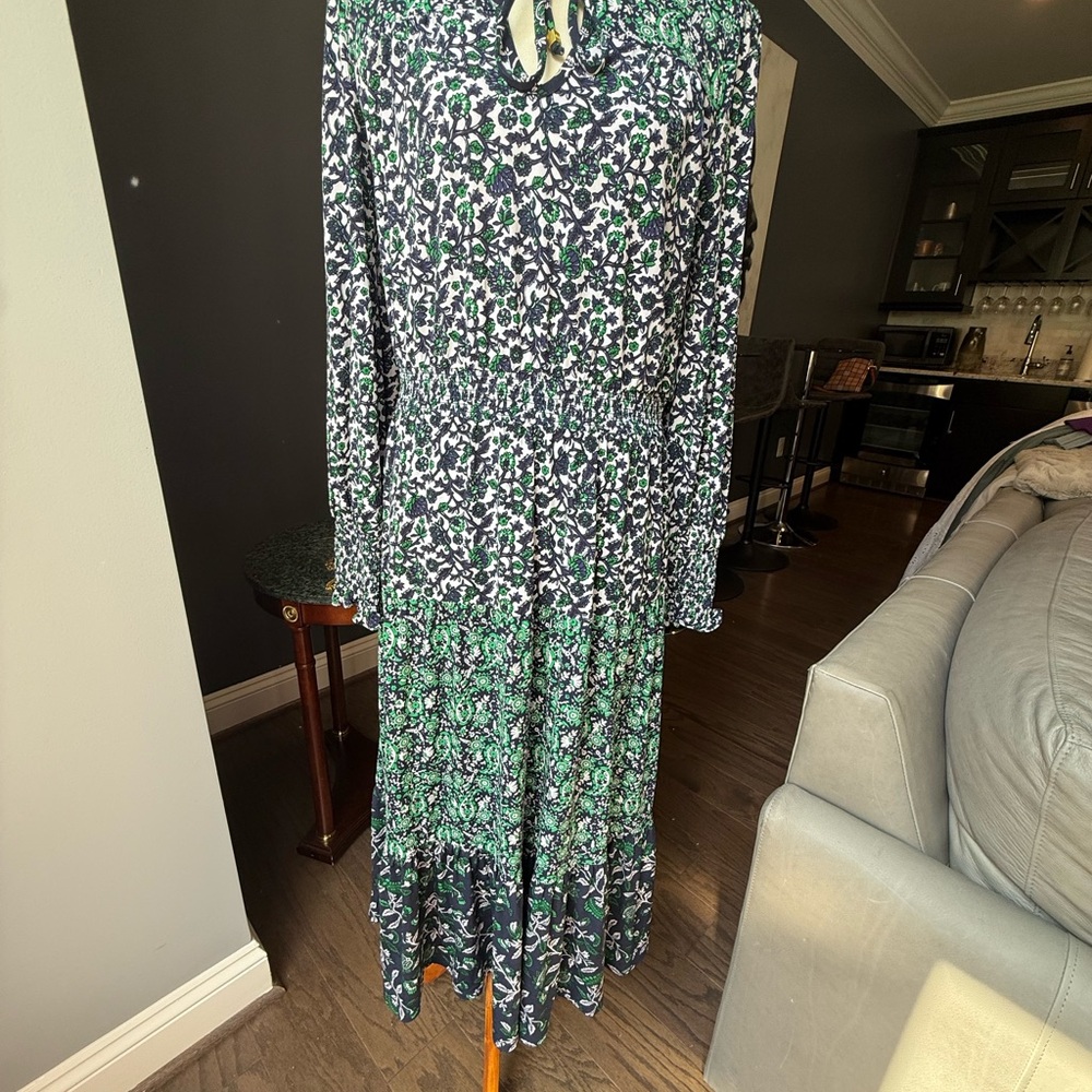 MICHAEL Michael Kors Green and Black Long Sleeve Dress